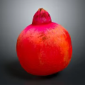 Single Fresh Ripe Red Pink Pomegranate Fruit on Dark Background with Natural Texture