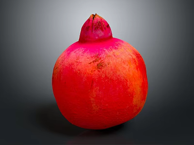 Single Fresh Ripe Red Pink Pomegranate Fruit on Dark Background with Natural Texture 3d model