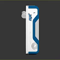 Modern Commercial Interactive Device With Blue Panel Silver Stand And Ergonomic Design