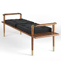 Modern Sofa Bench With Black Cushion Wooden Frame And Gold Metal Legs