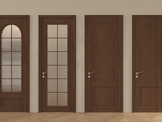 American style single door solid wood single door glass door 3d model