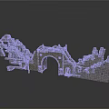 Ancient Stone Architectural Components Featuring Ruined Arch And Wall Fragments 3d model
