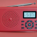 Red Portable Radio With Digital Display And Antenna 3d model