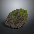 Natural Decorative Stone With Green Moss And Rough Surface Texture 3d model