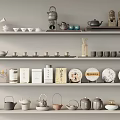 Assorted Tea Sets With Teapots Teacups And Containers Displayed On Multiple Shelves