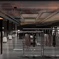 Modern Clothing Store Interior With Hanging Garments Mannequins And Seating Space