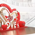 Red Heart Shaped Decorative Display With LOVE Lettering And Smiling Face Ornament