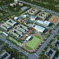 Modern School Buildings On Campus With Sports Field Green Areas Surrounded By Trees