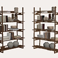 Quiet Antique Style Floor-Standing Bookshelf Storage Rack Storage Rack Decorative Rack 3d model