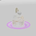 Delicious Cupcake With White Cream Frosting Blueberry And Leaf On White Plate