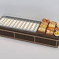 Wooden Food Display Shelf With Glass Cover Showcasing Ice Cream Pastries And Snacks