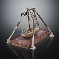 Vintage Water Transport With Triangular Rustic Metal Frame Red Railings And Wooden Seats