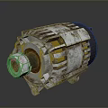 Rusty Industrial Motor With Metal Housing Rotating Shaft And Mechanical Components