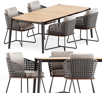 minotti outdoor dining table and chairs 3d model