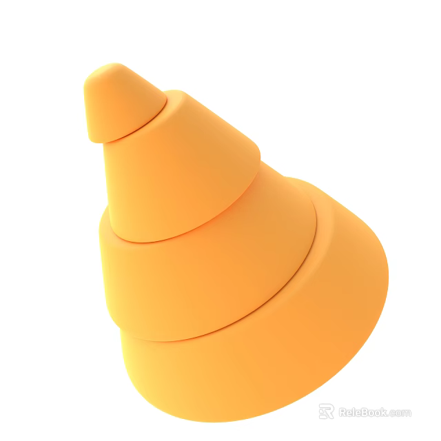 Minimalist Modern Orange Stacked Conical Decorative Ornament Set With Layered Design 3d model 