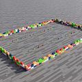 Vibrant Sports Equipment With Rectangular Block Enclosure And Small Colorful Cones For Training