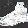 High Top White And Blue Basketball Shoes With Beige Sole And Breathable Holes