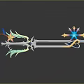 Fantasy Spear Weapon With Decorative Blue Yellow Star Accents 3D Rendered Game Style Design