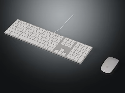 White Wired Keyboard And Matching Mouse Set For Modern Electronic Devices 3d model