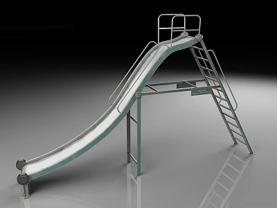 Sturdy Metal Playground Slide with Ladder and Handrails for Kids Outdoor Use 3d model