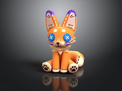 Doll Fox Cartoon Cute Toy Plush Character Children's Toys Educational Toys Life Supplies 3d model