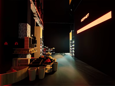 Supermarket Department Store Featuring Shelves With Diverse Grocery And Household Products 3d model