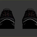 Gray And Navy Blue Sports Shoes With Orange Lining Red Laces Mesh Design Black Sole
