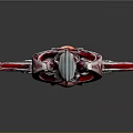 Red Mythical Sword With Intricate Hilt And Silver Accented Blade Design