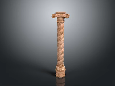 Twisted Stone Column With Ornate Capital And Intricate Classic Design Details 3d model