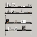 Modern Creative Simple Bookshelf Simple Metal Luminous Board Storage Rack 3d model