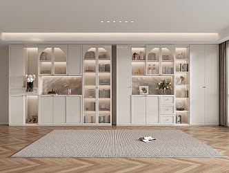 French Cream Style Bookcase 3d model