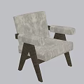 Modern Minimalist Single Sofa With Beige Fabric And Dark Wooden Armrests Legs