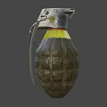 Hand Grenade With Metal Body Yellow Markings And Safety Pin Design