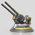 Industrial Architectural Component With Metal Cylindrical Base And Elongated Gray Yellow Parts