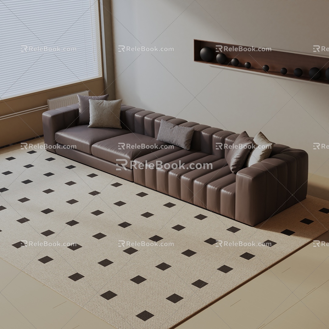 Modern three-seat sofa 3d model