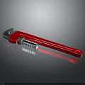 Red Pipe Wrench Professional Plumbing Tool With Metal Construction Shiny Surface And Ergonomic Handle Design