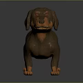 3D Model Dachshund Dog With Brown Orange Fur Standing On Dark Shiny Surface