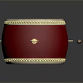Traditional Red Drum With White Head Golden Decorations And Wooden Drumsticks
