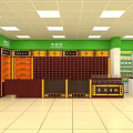 Traditional Chinese Medicine Mall Shop With Herbal Medicine Area Western Medicine Section And Ginseng Antler Cabinets