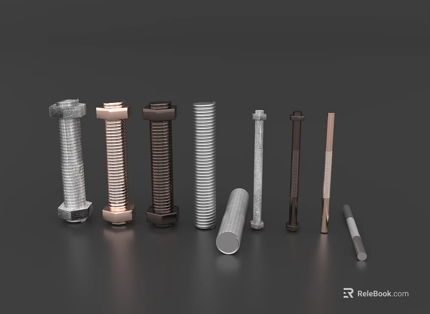 Assorted Metal Bolts and Fasteners Hardware Tools for Construction and DIY Projects 3d model 
