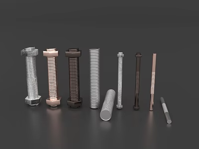 Assorted Metal Bolts and Fasteners Hardware Tools for Construction and DIY Projects 3d model
