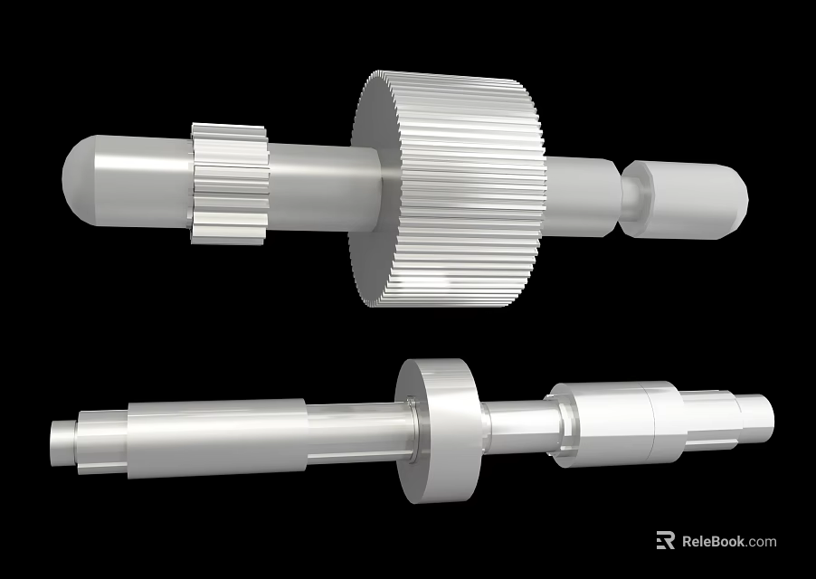 White Mechanical Pipe Components With Gear And Threaded Structures For Industrial Use 3d model 