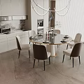 Round Dining Table and Chair Combination Sideboard West Cabinet 3d model