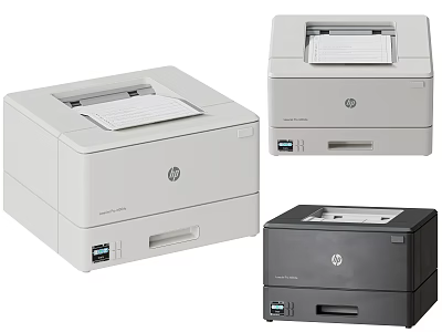 Professional Office Appliances Featuring HP Printers In White And Black Models 3d model