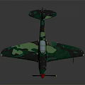Detailed Military Airplane Model With Green Camouflage Red Nose And Red Stars On Wings