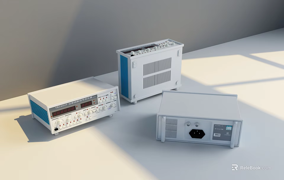 Modern Industrial Equipment Electronic Instruments With Control Panels Cooling Vents And Multiple Sizes 3d model 