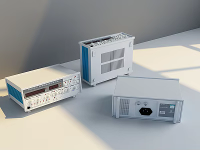 Modern Industrial Equipment Electronic Instruments With Control Panels Cooling Vents And Multiple Sizes 3d model