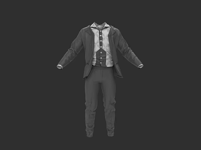 Men's Formal Suit with Dress Shirt Tie and Tailored Business Pants 3d model