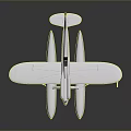 Silver Seaplane Model For Aerospace Exploration With Floats And Propeller Wings