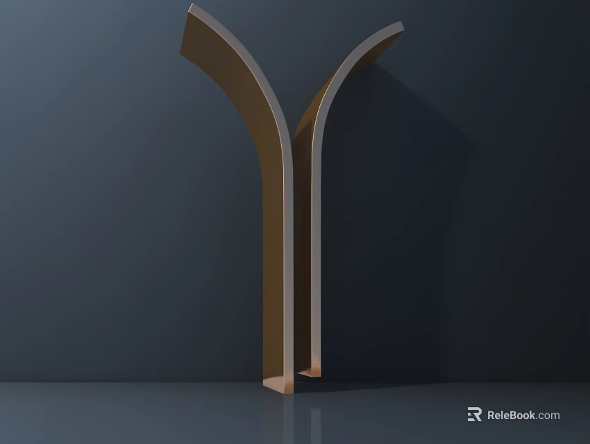 Modern Metallic Golden Archway With Double Curved Sleek Design And Minimal Dark Background 3d model 